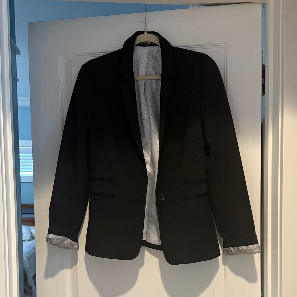 Express Black Blazer With Gray Lining Euc - image 1